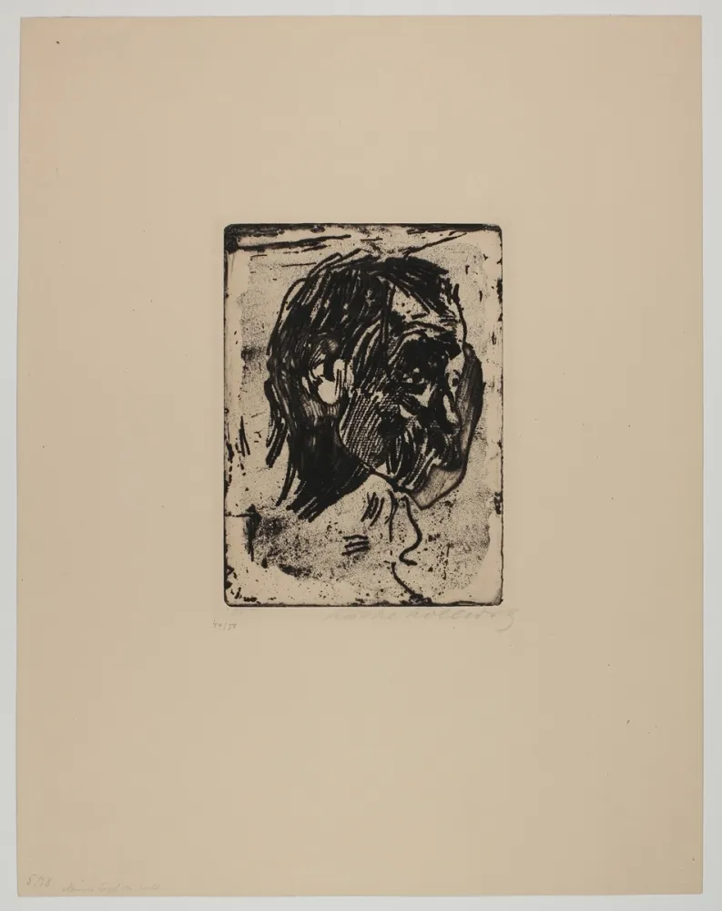 Etching Kollwitz - Männerkopf nach rechts (Man's head turned right)