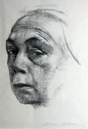 Lithograph Kollwitz - Self Portrait 