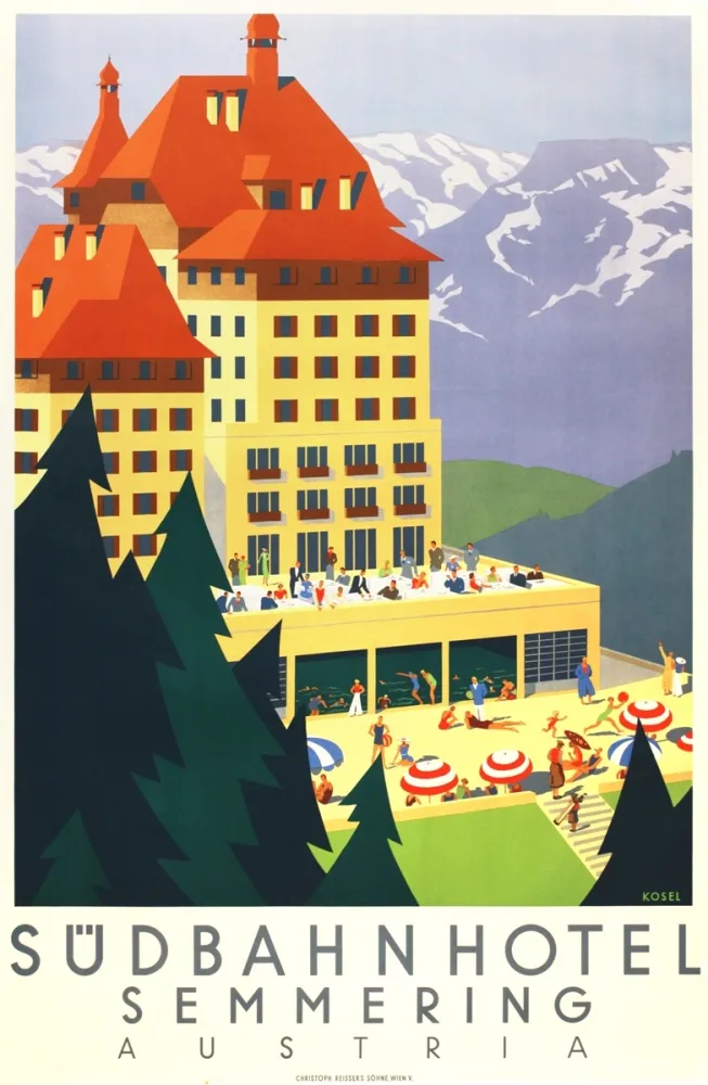 Lithograph Kosel - Südbahnhotel Semmering Austria