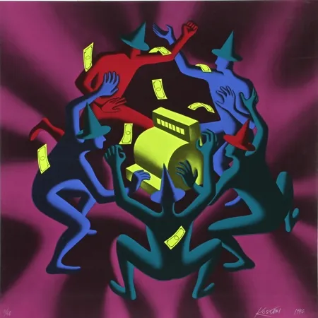 Screenprint Kostabi - Cash Dance