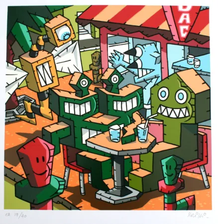 Screenprint Kriki - Le bar
