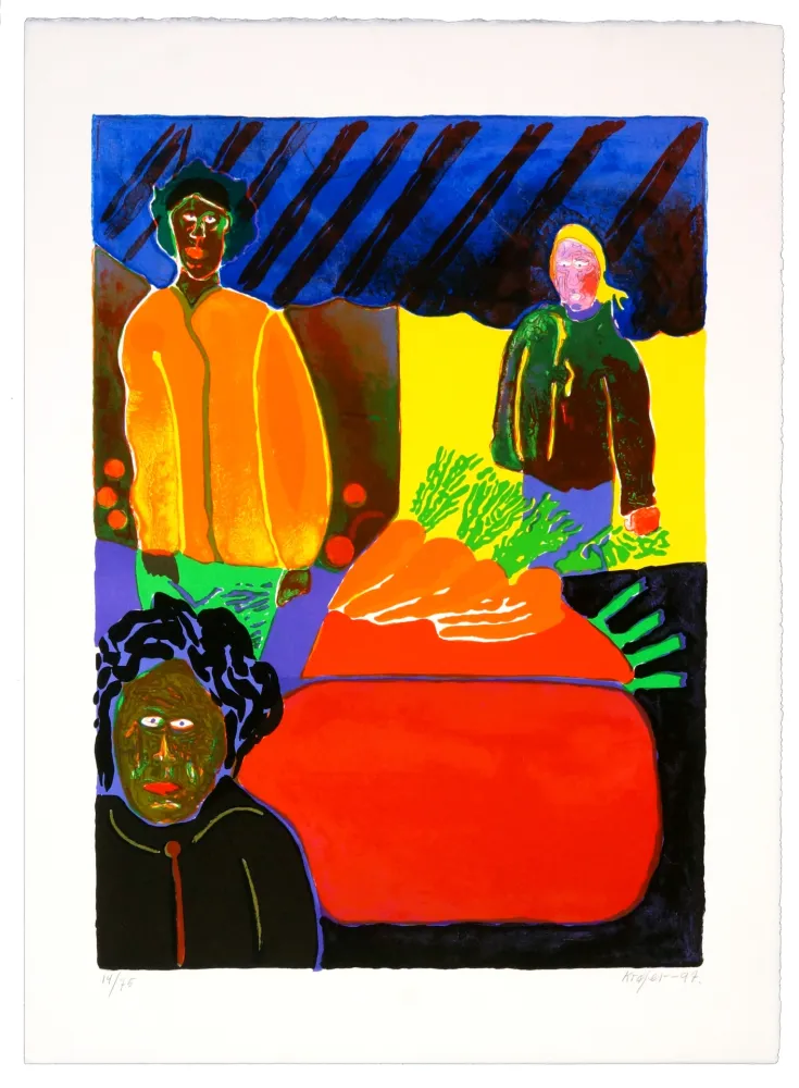 Lithograph Krøjer - Richard Lenoir Market II