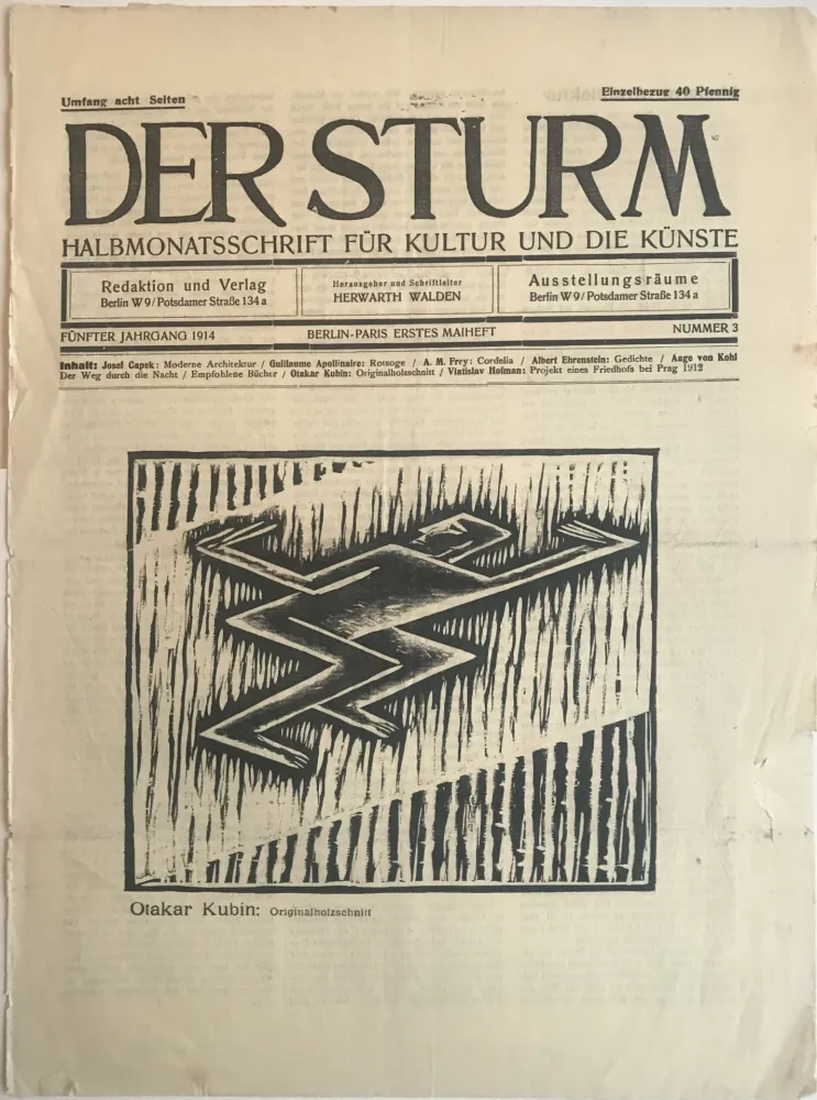 Woodcut Kubin - Cubist Male Figure