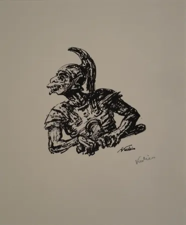 Lithograph Kubin - Der Soldat, der Christi Seite durchstach. 