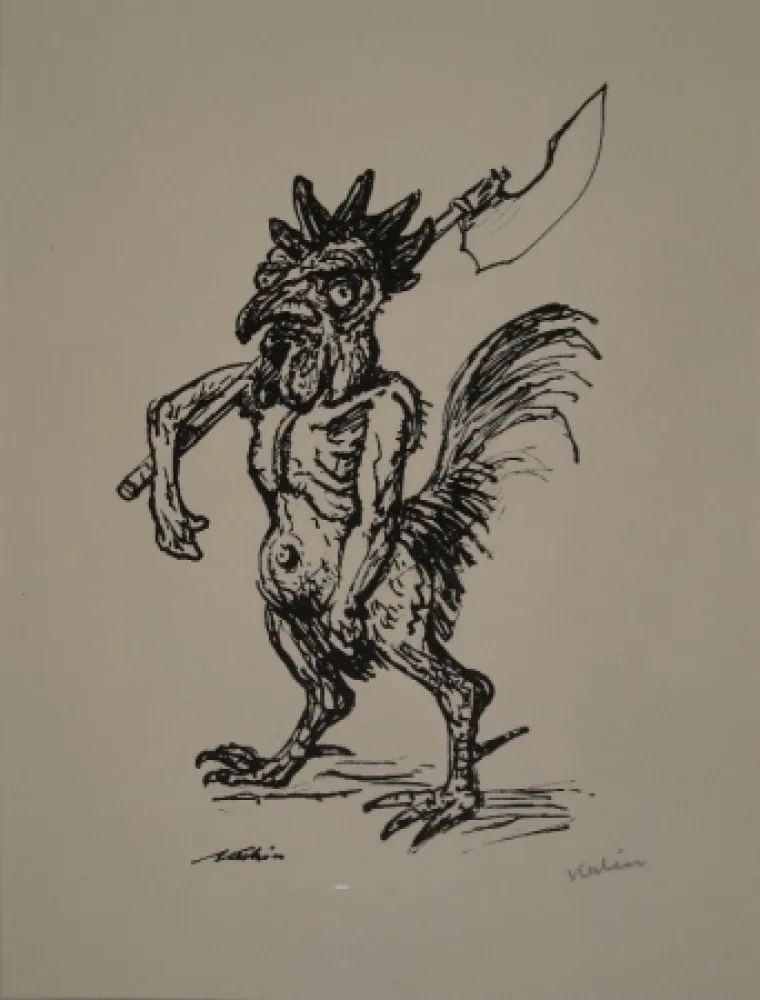 Lithograph Kubin - Kampfhahn