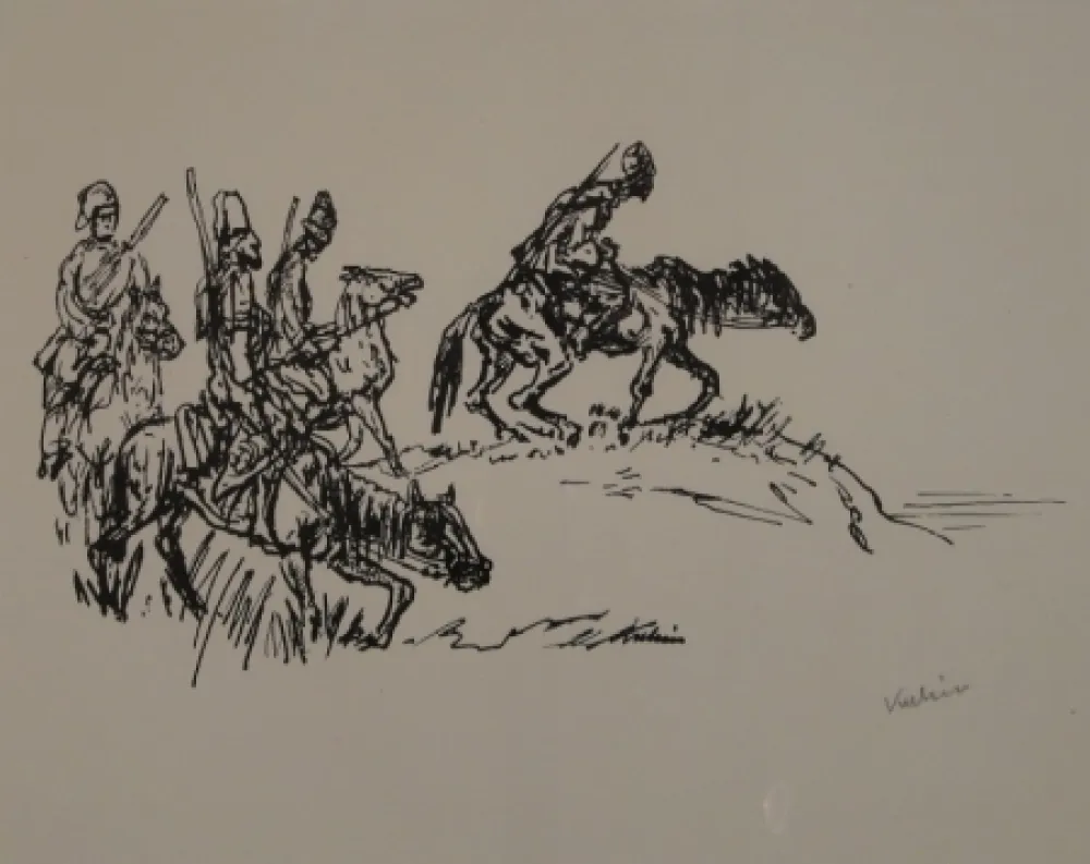 Lithograph Kubin - Kosaken