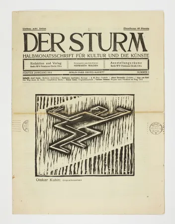 Woodcut Kubín - Untitled (Cubist male figure) 