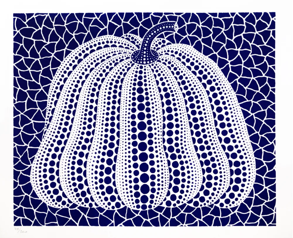 Lithograph Kusama - Pumpkin (Dark Blue)