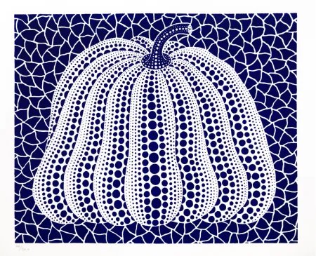 Lithograph Kusama - Pumpkin (Dark Blue)