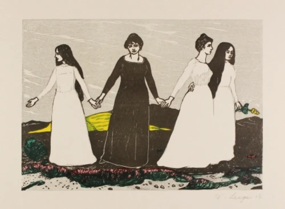 Woodcut Laage - Sommers Abschied von der Heide