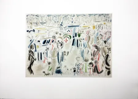 Etching And Aquatint Laborde - L'AVENUE DU BOIS DE BOULOGNE (1930)