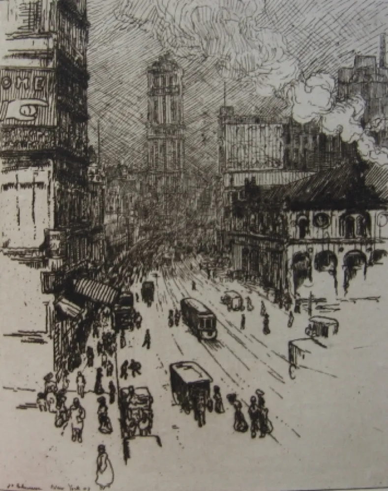 Etching Laboureur - Broadway, New York