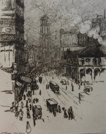 Etching Laboureur - Broadway, New York