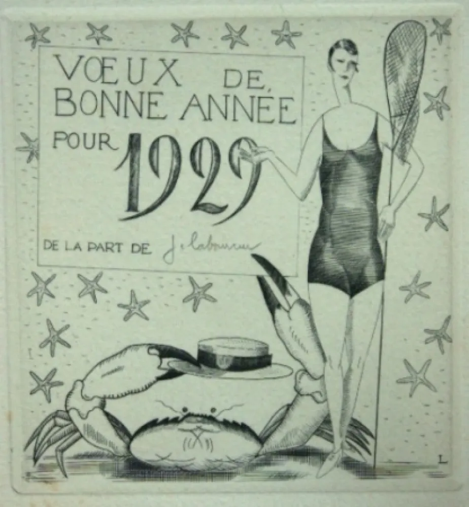 Drypoint Laboureur - La pêcheuse au crabe.