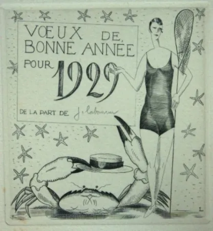 Drypoint Laboureur - La pêcheuse au crabe.