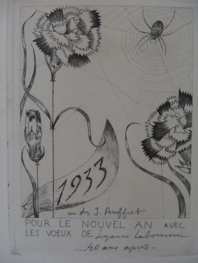 Etching Laboureur - L'araignée aux fleurs