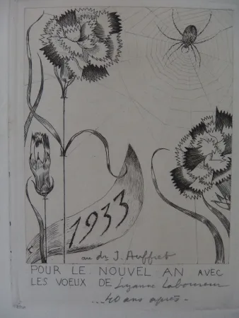 Etching Laboureur - L'araignée aux fleurs