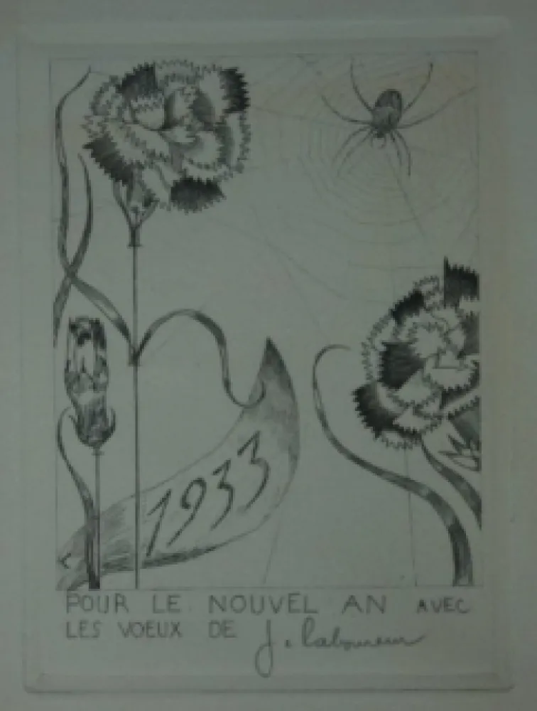Drypoint Laboureur - L’Araignée aux fleurs