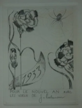 Drypoint Laboureur - L’Araignée aux fleurs