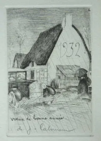 Engraving Laboureur - L’Auto sous la pluie