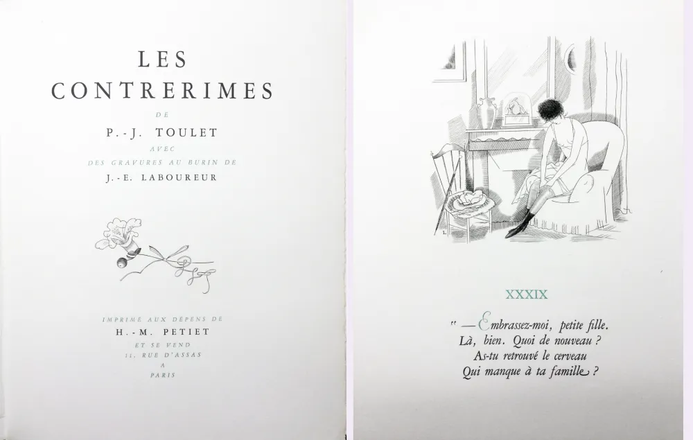 Illustrated Book Laboureur - Paul-Jean Toulet : LES CONTRERIMES. 62 gravures originales + suite complète (1930)