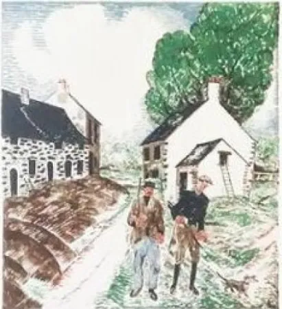 Lithograph Laboureur - Retour de chasse (1927)