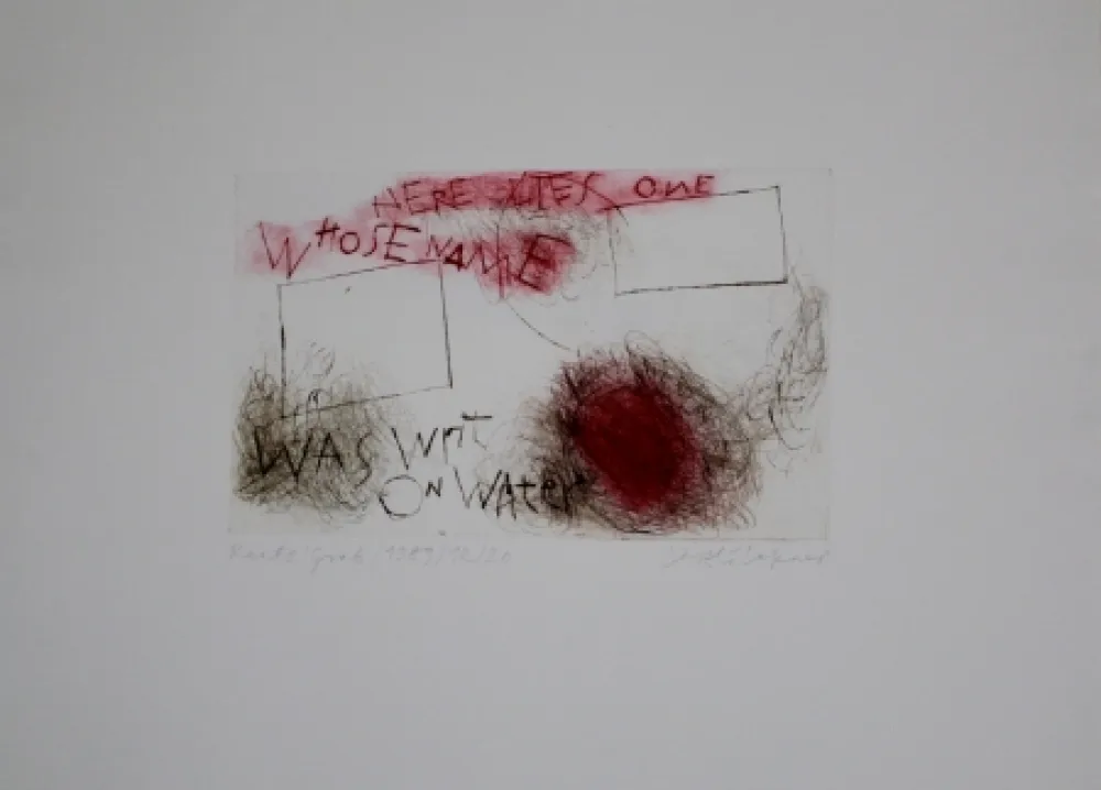 Drypoint Lakner - Keats Grab / Keats' Grave