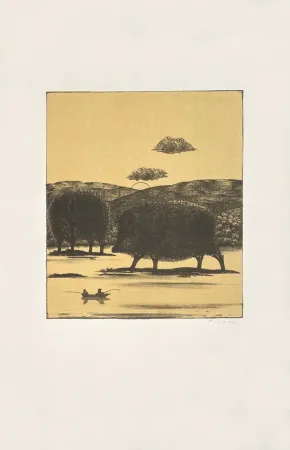Lithograph Lalanne - Les pêcheurs chassés