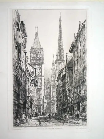 Etching Lalanne - Rue de la Grosse Horloge