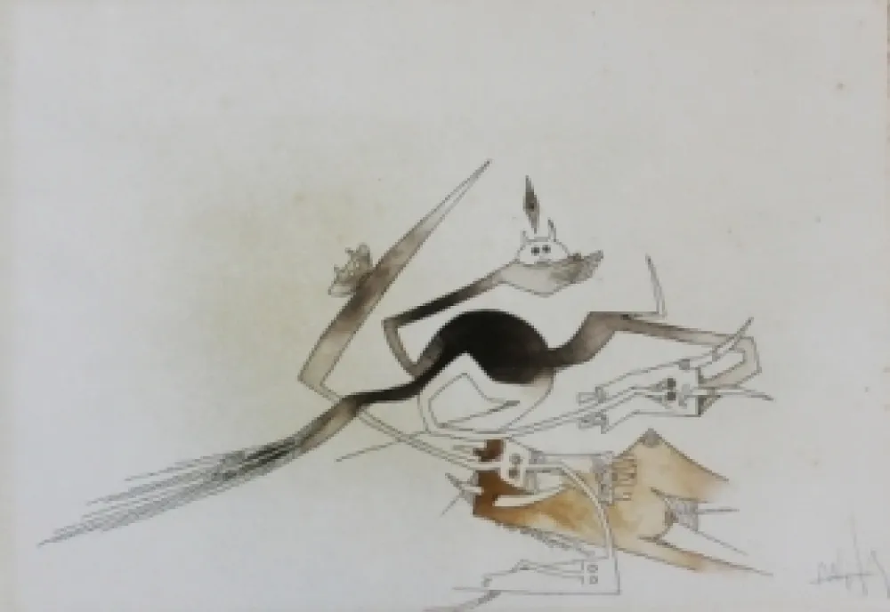 Etching And Aquatint Lam - Contre une maison sèche