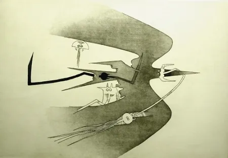 Etching And Aquatint Lam - Des hommes- oiseaux, des nageurs-courbes