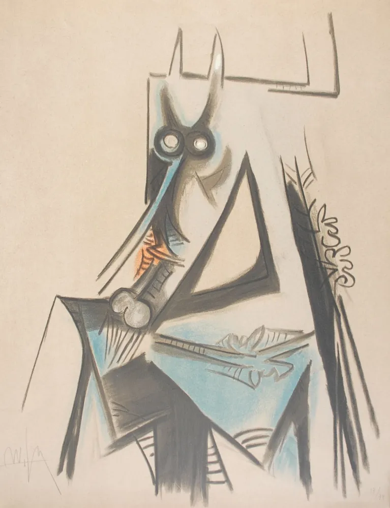 Lithograph Lam - Les vaches sont maigres en Haïti