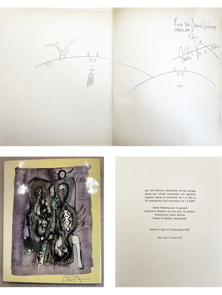 Illustrated Book Lam - (P. Soupault) DESSINS. Avec un dessin original dédicacé et signé (1975)