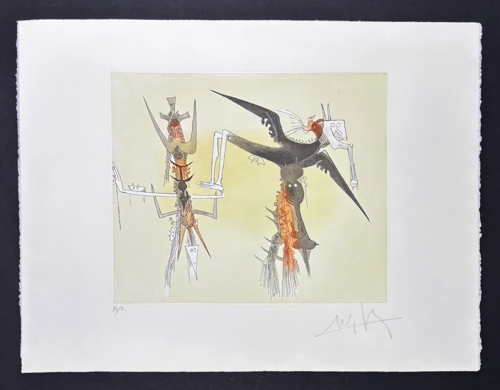 Etching Lam - Wifredo Lam (1902 - 1982) - Untitled - Aquatint etching on Arches paper - 1979