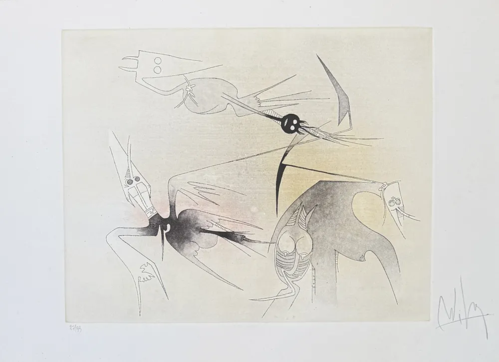 Aquatint Lam - Wifredo Lam (1902–1982) - Untitled from ''Visible Invisible'' folder - Aquatint etching on Goya paper - 1972