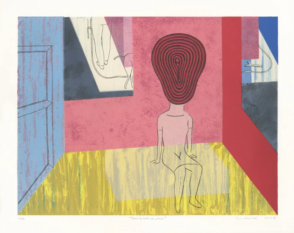 Lithograph Lambé - Dans la tête du chien