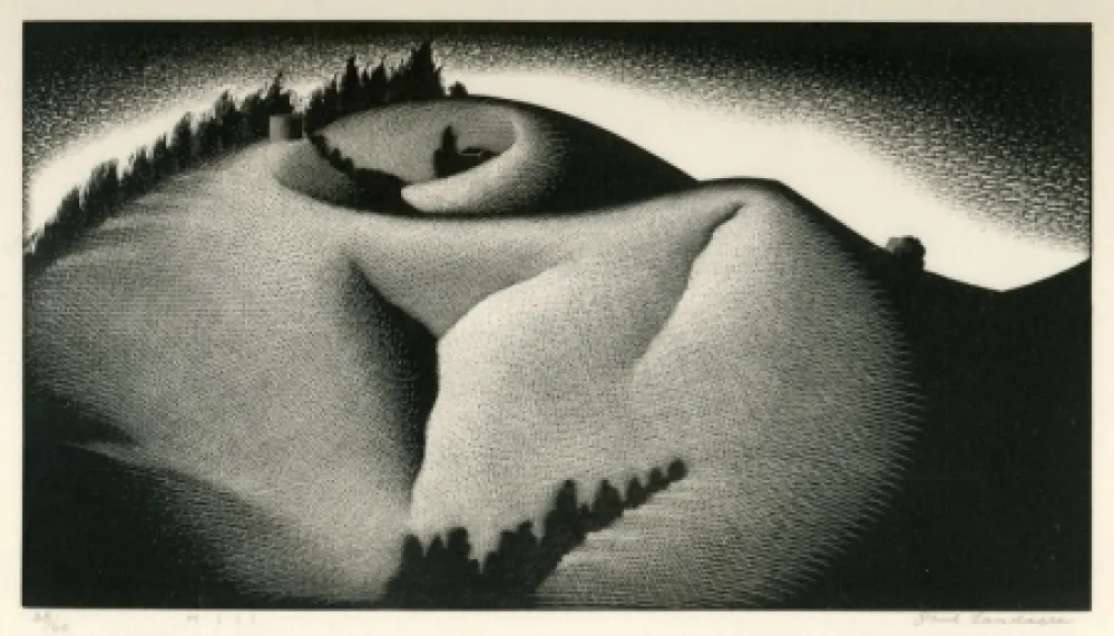 Woodcut Landacre - Hill