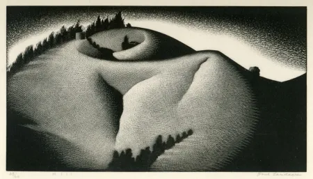 Woodcut Landacre - Hill