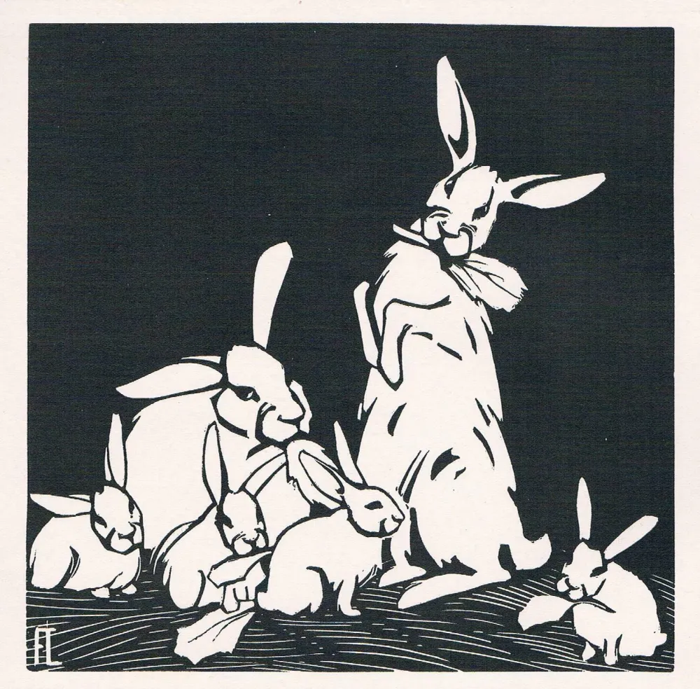 Woodcut Lang - Rabbits