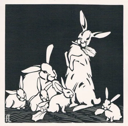 Woodcut Lang - Rabbits