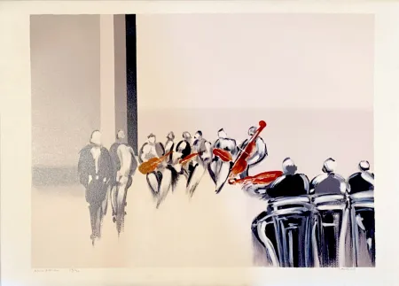 Lithograph Langlois - Les Musiciens