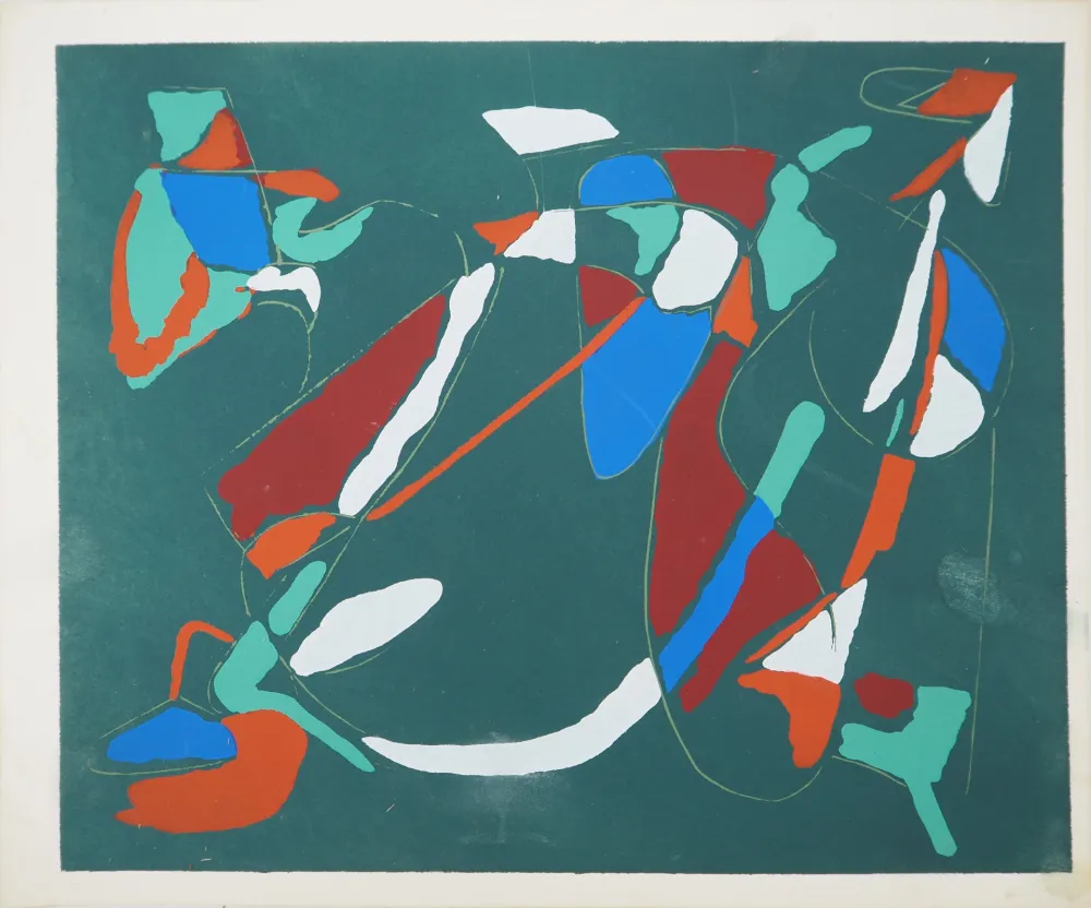 Lithograph Lanskoy - Abstraction sur le vert