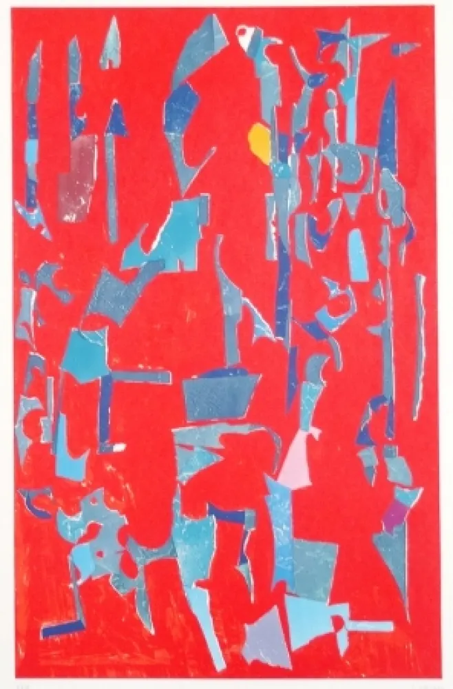 Lithograph Lanskoy - Composition sur fond rouge