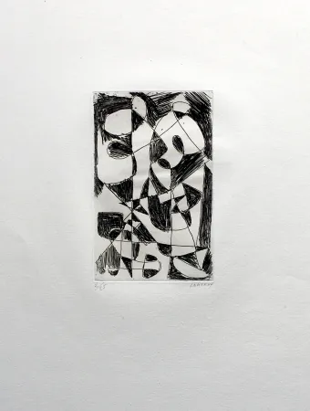 Etching Lanskoy - DÉDALE. Gravure pour l'affiche de Pierre Lecuire (1960)