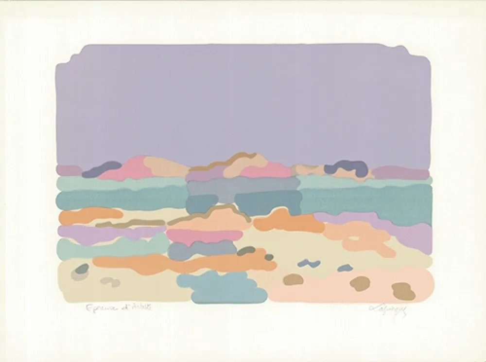 Lithograph Lapicque - Lagune bretonne