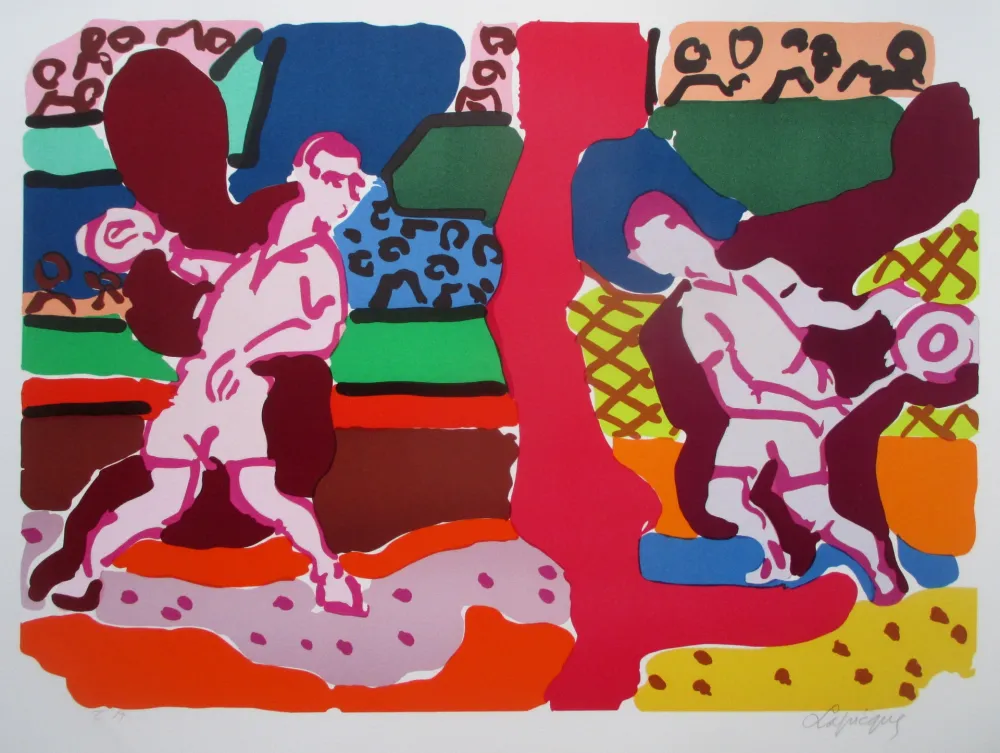 Lithograph Lapicque - Tennis - Double