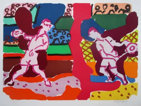 Lithograph Lapicque - Tennis - Double