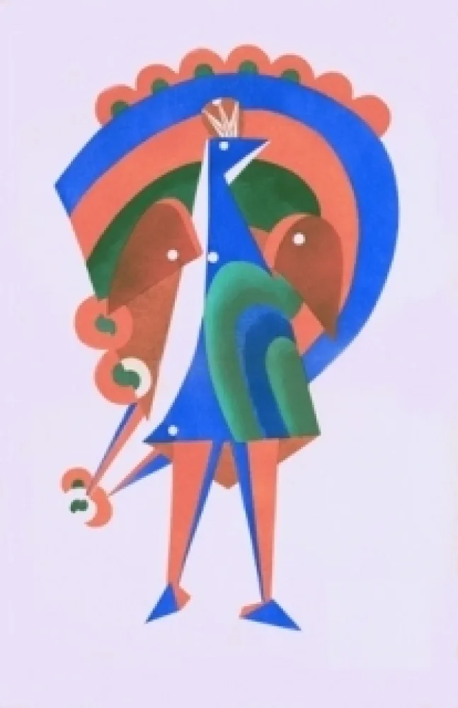 Lithograph Larionov - Composition au paon