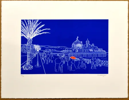 Linocut Larregui - Nice - Palais de la jetée