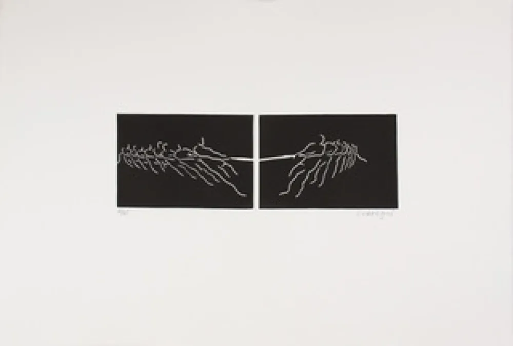 Linocut Larregui - TIR A LA CORDE